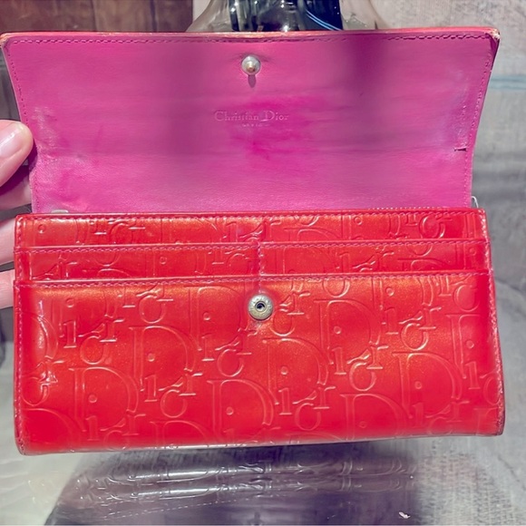 Christian Dior trotter leather bicolor pink orange wallet - Picture 3 of 10